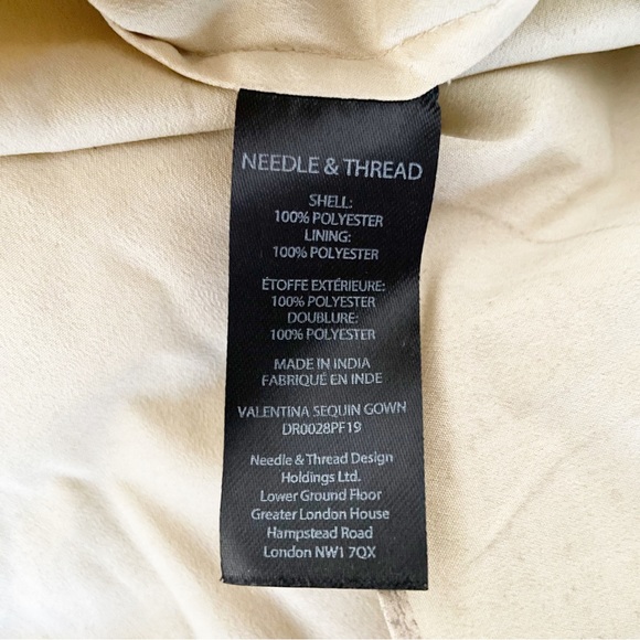 NEEDLE & THREAD Valentina Yellow Tulle Lace Sequin Ruffle Gown Maxi Dress 4 - Picture 8 of 12